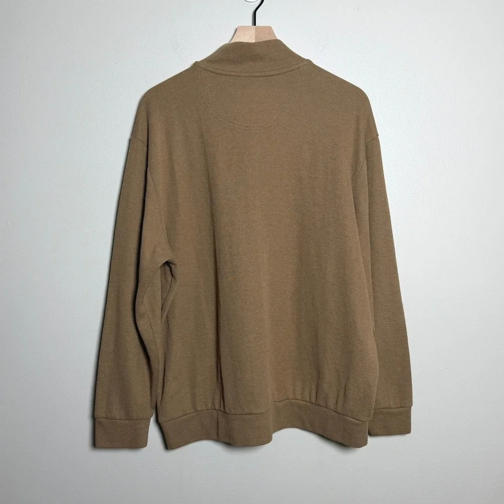 US Polo Assn Mens 2XL Camel Brown Quarter Zip Pullover Sweater Preppy Academia